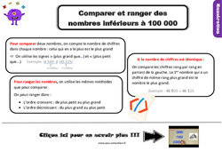 Comparer et ranger des nombres inférieurs à 100 000 - Cours, Leçon : 6ème Harmos - PDF gratuit à imprimer