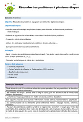Résoudre des problèmes à plusieurs étapes - Séquence - Fiche de préparation : 7ème Harmos - PDF à imprimer