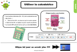 Utiliser la calculatrice - Cours, Leçon, trace écrite : 6ème Harmos - PDF gratuit à imprimer