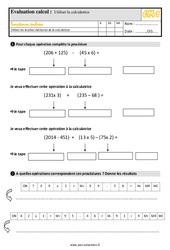 Utiliser la calculatrice - Évaluation, bilan : 6ème Harmos - PDF à imprimer