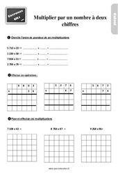 Multiplication par un nombre à deux chiffres - Exercices, révisions : 6ème Harmos - PDF à imprimer