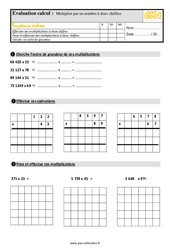 Multiplication par un nombre à deux chiffres - Évaluation, bilan : 6ème Harmos - PDF à imprimer