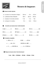 Mesures de longueurs - Exercices, révisions : 6ème Harmos - PDF à imprimer