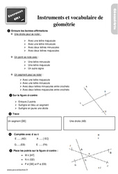 Instrument et le vocabulaire de géométrie - Exercices, révisions : 6ème Harmos - PDF à imprimer