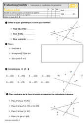 Instrument et le vocabulaire de géométrie - Évaluation : 6ème Harmos - PDF à imprimer