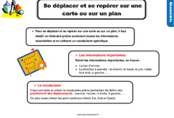 Se déplacer et se repérer sur une carte ou sur un plan - Cours, Leçon, trace écrite : 6ème Harmos - PDF gratuit à imprimer