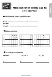 Multiplier par un nombre avec zéros intercalés - Exercices, révisions : 6ème Harmos - PDF à imprimer