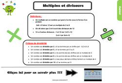 Multiples et les diviseurs - Cours, Leçon, trace écrite : 6ème Harmos - PDF gratuit à imprimer