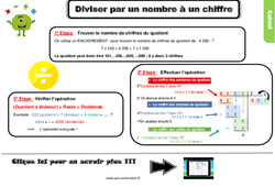 Division par un nombre à un chiffre - Cours, Leçon, trace écrite : 6ème Harmos - PDF gratuit à imprimer