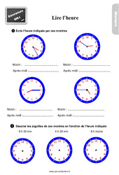 Lire l’heure - Exercices, révisions : 6ème Harmos - PDF à imprimer