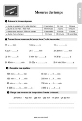 Mesure du temps - Exercices, révisions : 6ème Harmos - PDF à imprimer