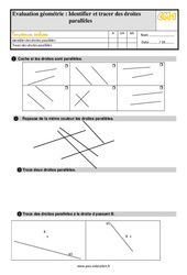 Identifier et tracer des droites parallèles - Évaluation, bilan : 6ème Harmos - PDF à imprimer