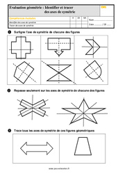 Identifier et tracer des axes de symétrie - Évaluation, bilan : 6ème Harmos - PDF à imprimer