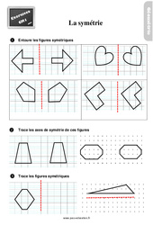 Comment compléter des figures symétriques - Exercices, révisions : 6ème Harmos - PDF à imprimer