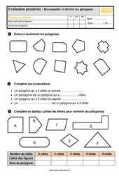 Décrire et reconnaître des polygones - Évaluation, bilan : 6ème Harmos - PDF à imprimer