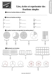 Lire, écrire et représenter des fractions simples - Exercices : 6ème Harmos - PDF à imprimer