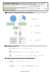 Décomposer des fractions simples - Examen Evaluation : 6ème Harmos - PDF à imprimer