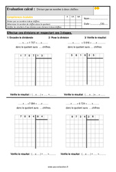 Diviser par un nombre à deux chiffres - Évaluation, bilan : 6ème Harmos - PDF à imprimer