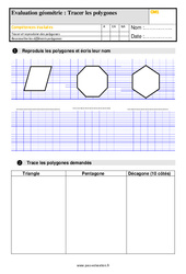Tracer des polygones - Évaluation, bilan : 6ème Harmos - PDF à imprimer