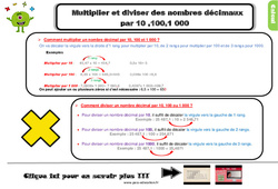 Multiplier et diviser des nombres décimaux par 10 ,100,1 000 - Cours, Leçon, trace écrite : 6ème Harmos - PDF gratuit à imprimer