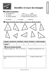 Identifier et tracer des triangles - Exercices, révisions : 6ème Harmos - PDF à imprimer