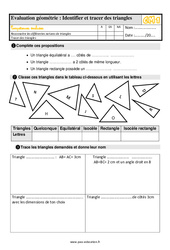 Identifier et tracer des triangles - Évaluation, bilan : 6ème Harmos - PDF à imprimer