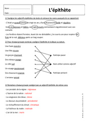 Adjectifs épithètes - Exercices corrigés : 8ème Harmos - PDF à imprimer