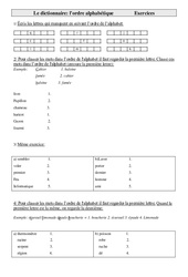 Dictionnaire - Ordre alphabétique - Exercices - Vocabulaire : 5ème Harmos - PDF à imprimer
