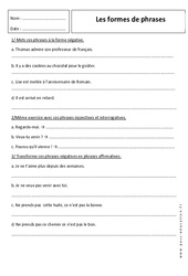 Formes de phrases - Révisions - Forme affirmative et négative : 8ème Harmos - PDF à imprimer