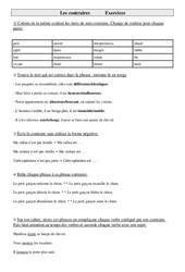 Contraires - Exercices - Vocabulaire : 5ème Harmos - PDF à imprimer