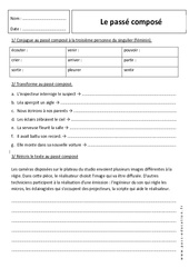 Passé composé - Exercices corrigés : 8ème Harmos - PDF à imprimer