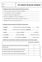 Valeurs du passé composé - Exercices corrigés : 8ème Harmos - PDF à imprimer