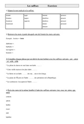 Suffixes - Exercices - Vocabulaire : 5ème Harmos - PDF à imprimer