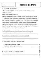 Famille de mots - Révisions : 8ème Harmos - PDF à imprimer