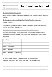 Dérivation et composition - Exercices sur la formation des mots : 8ème Harmos - PDF à imprimer