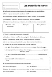 Pronominales, nominales, périphrases - Exercices sur les procédés de reprise : 8ème Harmos - PDF à imprimer