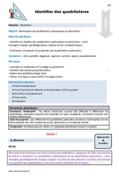 Identifier des quadrilatères - Fiche de préparation : 6ème, 7ème Harmos - PDF à imprimer