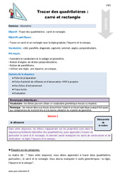 Tracer des quadrilatères - Fiches carré et rectangle - Fiche de préparation : 6ème Harmos - PDF à imprimer