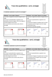 Tracer des quadrilatères - Fiches carré et rectangle - Cours, Leçon : 6ème Harmos - PDF gratuit à imprimer