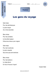 Les gens du voyage - Poème - Lecture : 6ème Harmos - PDF à imprimer