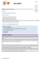 Les aires - Fiche de préparation : 6ème Harmos - PDF à imprimer