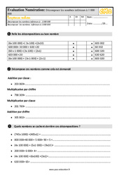 Décomposer les nombres inférieurs à 1 000 000 - Examen Evaluation avec la correction : 7ème Harmos - PDF à imprimer