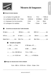 Mesures de longueur - Exercices, révisions : 7ème Harmos - PDF à imprimer