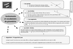 Instruments et le vocabulaire de géométrie - Cours, Leçon, trace écrite : 7ème Harmos - PDF gratuit à imprimer