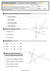 Instruments et le vocabulaire de géométrie - Évaluation, bilan : 7ème Harmos - PDF à imprimer