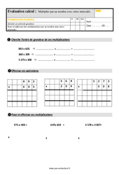 Multiplier par un nombre avec zéros intercalés - Évaluation, bilan : 7ème Harmos - PDF à imprimer