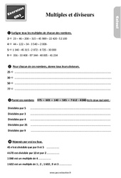 Multiples et diviseurs - Exercices, révisions : 7ème Harmos - PDF à imprimer