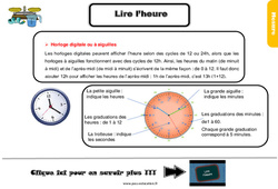 Lire l’heure - Cours, Leçon, trace écrite : 7ème Harmos - PDF gratuit à imprimer