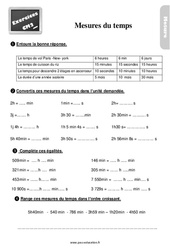 Mesures du temps - Exercices, révisions : 7ème Harmos - PDF à imprimer