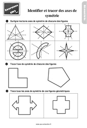 Identifier et tracer des axes de symétrie - Exercices, révisions : 7ème Harmos - PDF à imprimer